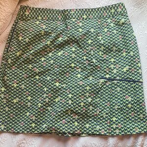 Peter Millar Green Patterned Golf Skirt with Pink Accents